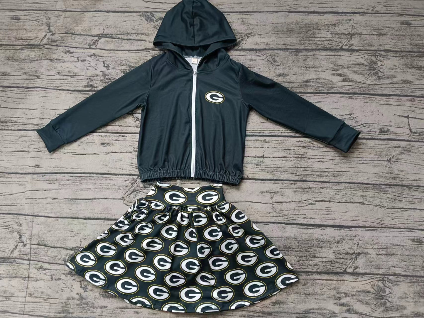 Baby Girls G Dark Green Team Hooded Top Skirts Clothes Sets preorder(moq 5)