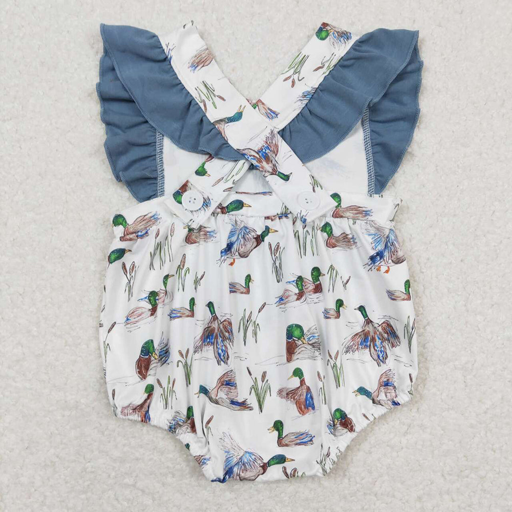 Baby Girls Duck Straps Ruffle Summer Rompers