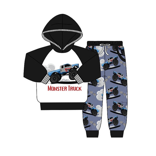 Baby Boys Hooded Monster Truck Top Pants Outfits Clothes Sets preorder(moq 5)
