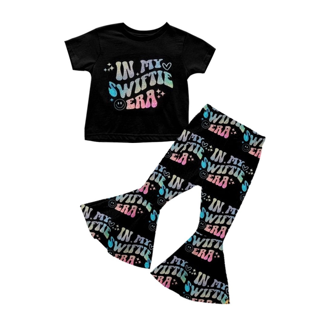 Baby Girls Black Singer Era Shirt Flare Pants Toddler Clothes Sets preorder(moq 5)