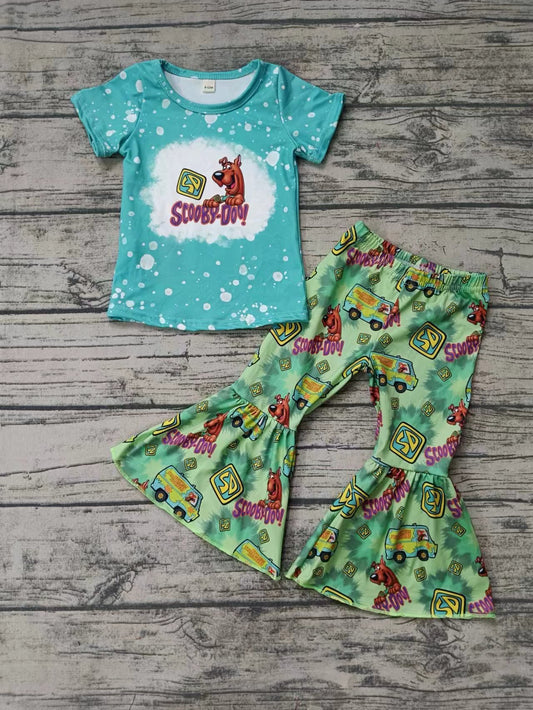 Baby Girls Cartoon Dog Shirt Bell Pants Clothes Sets Preorder(moq 5)