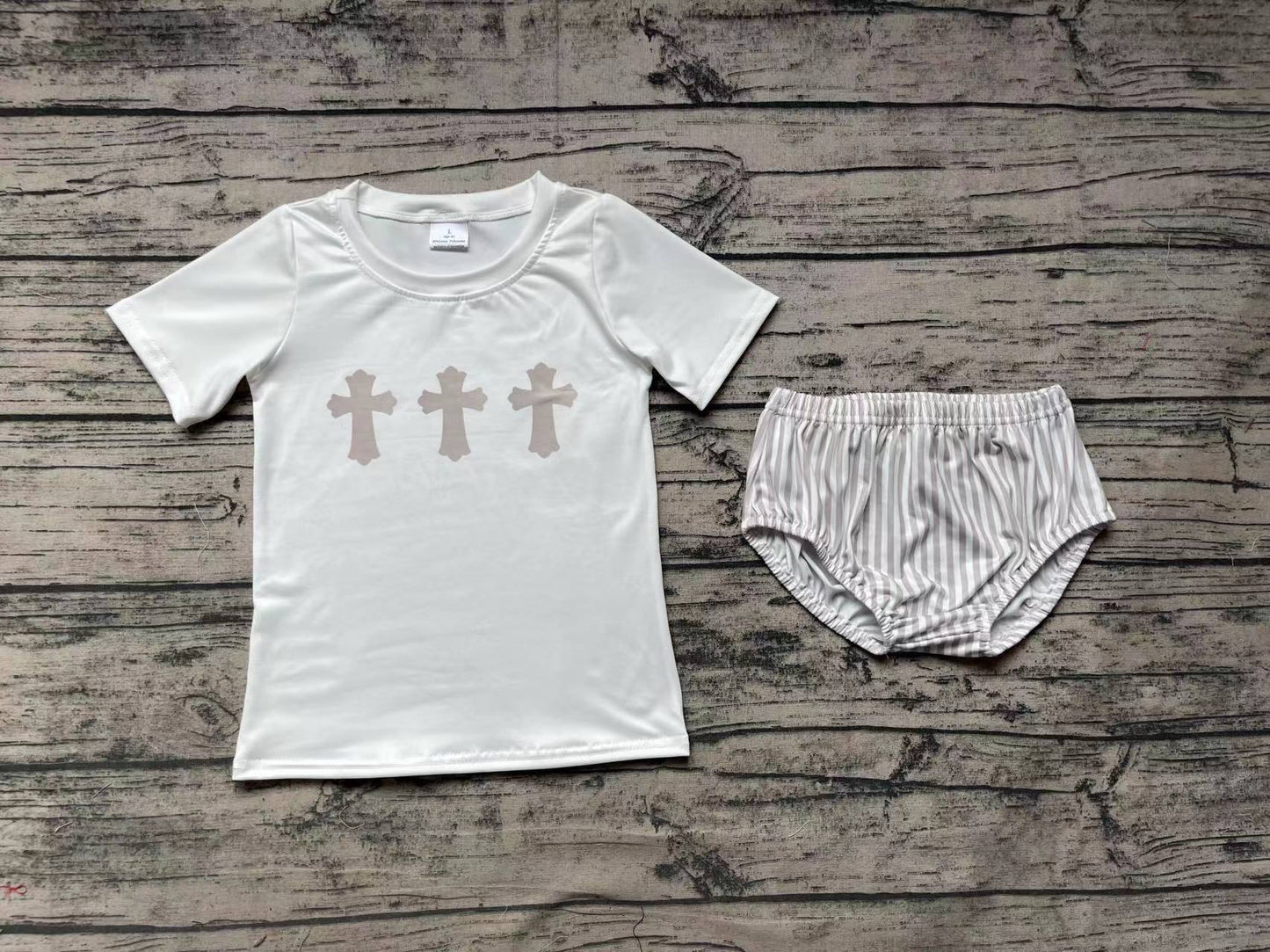 Baby Boys Easter Cross White Shirt Tee Bummies Clothes Sets