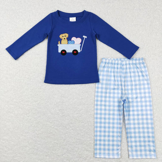 Baby Boys Valentines Dog Hearts Tractor Shirt Pants Clothes Sets