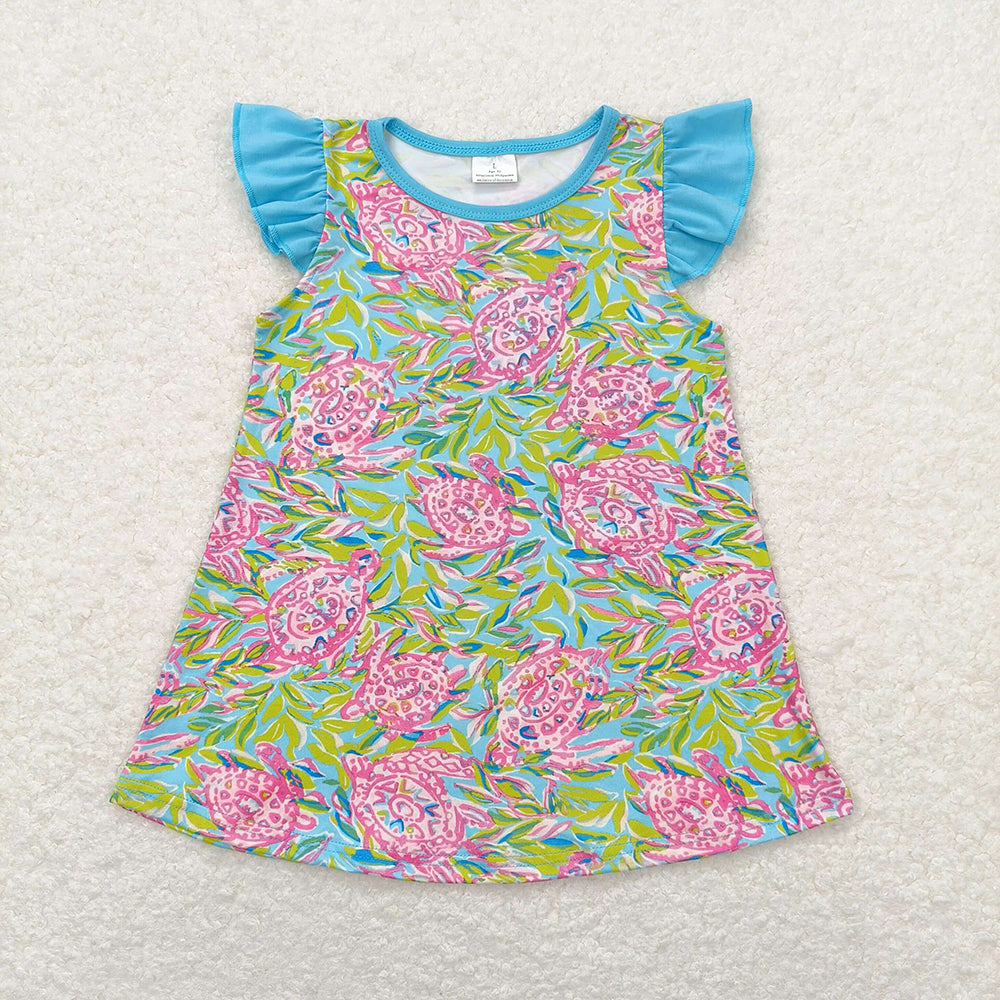 Baby Girls Pink Turtle Flutter Sleeve Tunic Tops