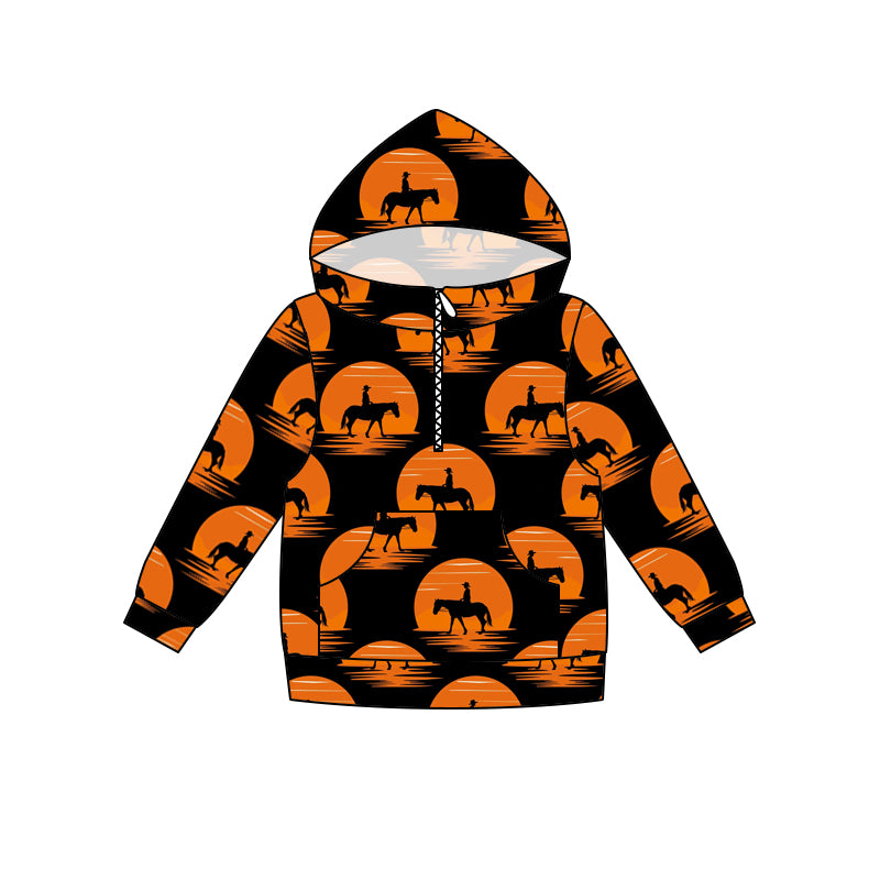 Baby Boys Fall Western Horse Hooded Tops preorder(moq 5)