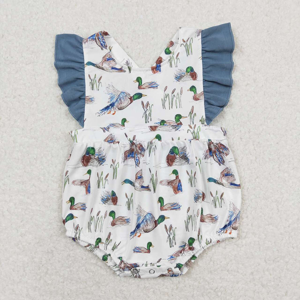 Baby Girls Duck Straps Ruffle Summer Rompers