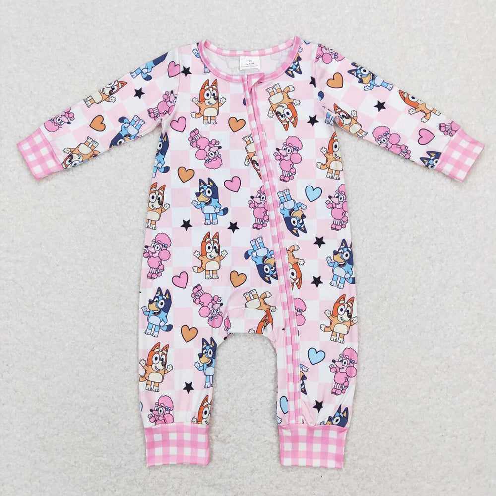 Baby Infant Girls Valentines Dog Long Sleeve Rompers