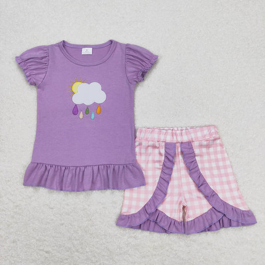 Baby Girls Rainy Shirt Ruffle Shorts Summer Outfits Clothes Sets