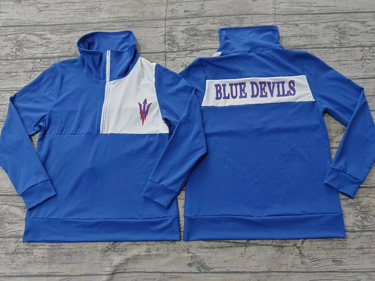 Adult Team Blue Devils Zip pullover Tops Preorder(moq 5)