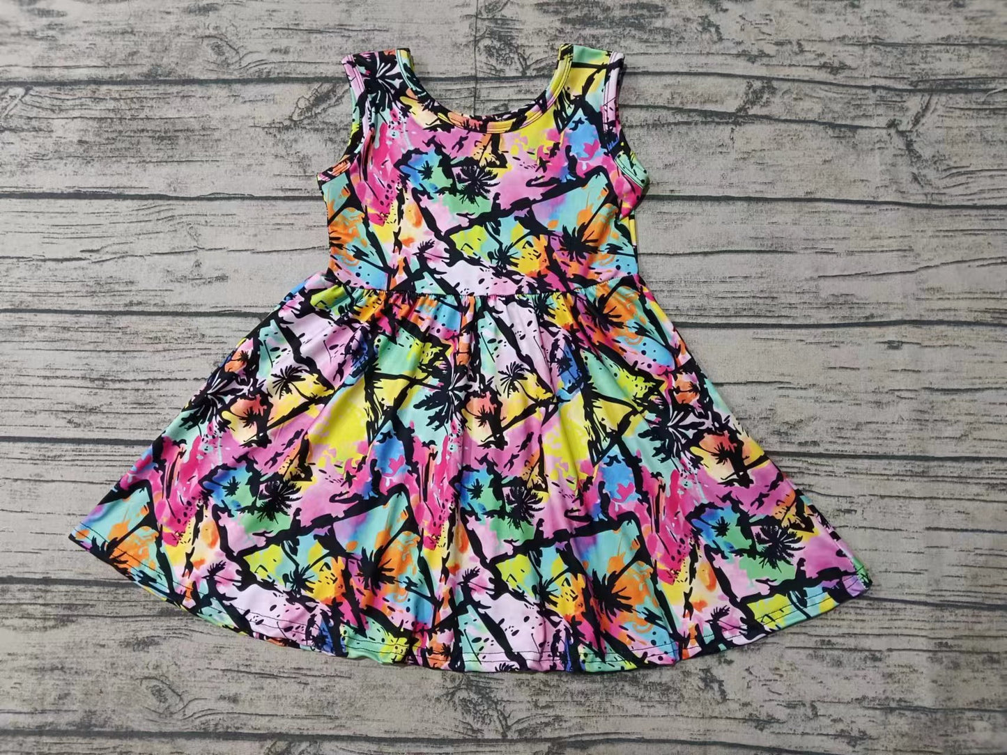 Baby Girls Summer Tie Dye Sleeveless Knee Length Dresses preorder(MOQ 5)