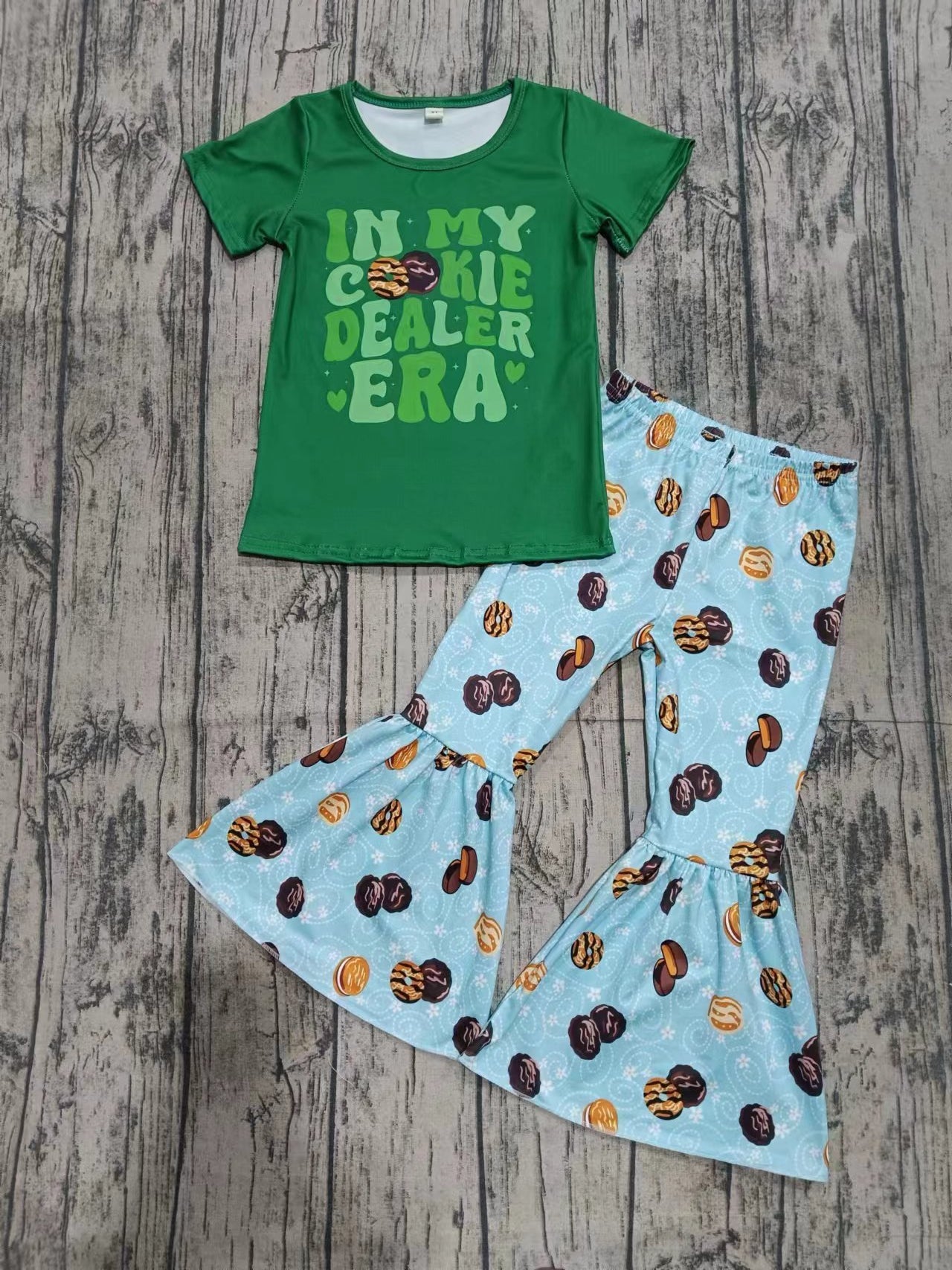 Baby Girls Cookie Dealer Ear Shirt Bell Pants Clothes Sets preorder(MOQ 5)