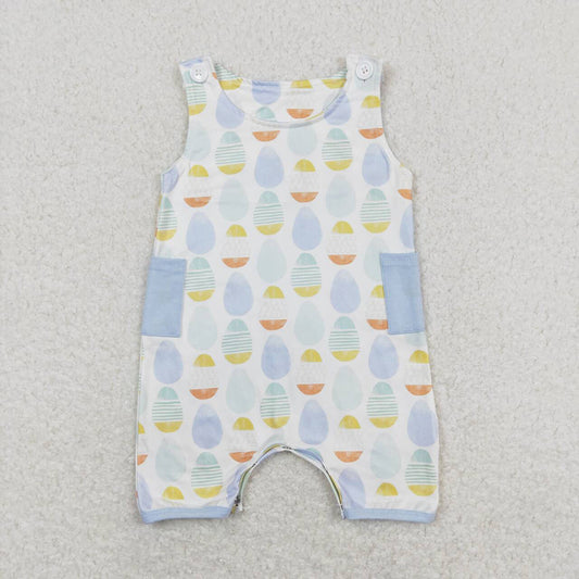 Baby Boys Easter Eggs Sleeveless Buttons Rompers