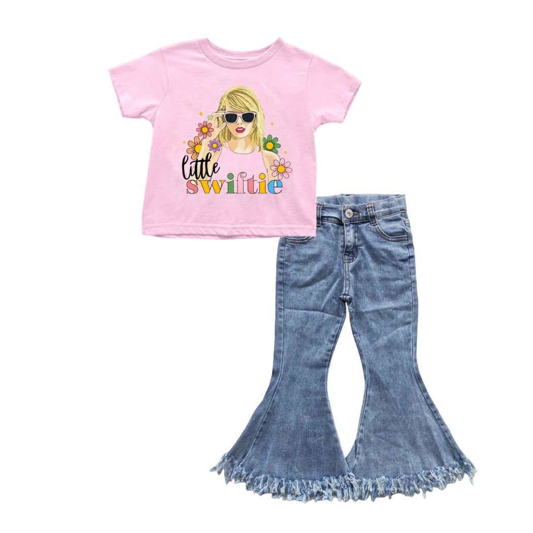 Baby Girls Singer Pink Tee Shirts Tops denim pants sets preorder(moq 5)