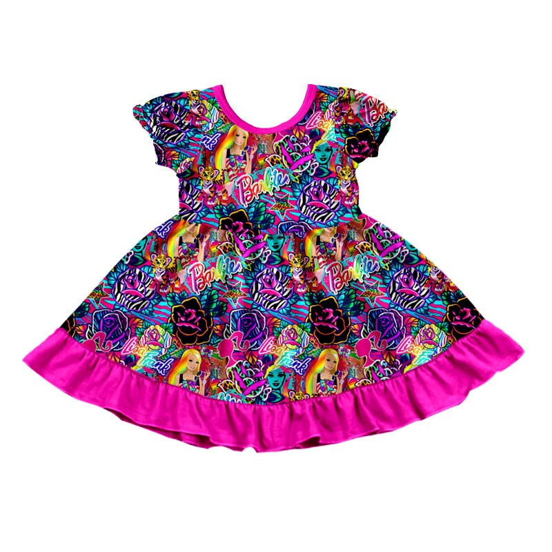 Baby Girls Doll Colorful Tiger Sleeve Knee Length Dresses preorder(moq 5)