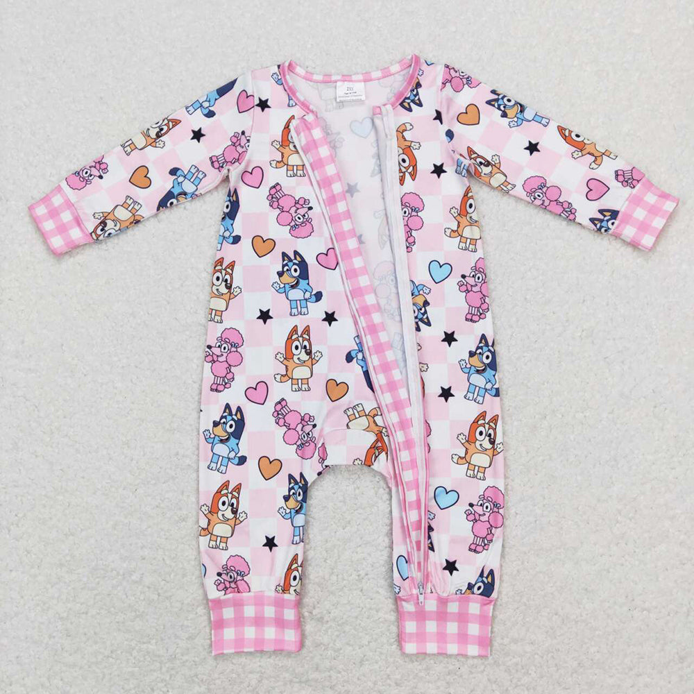 Baby Infant Girls Valentines Dog Long Sleeve Rompers