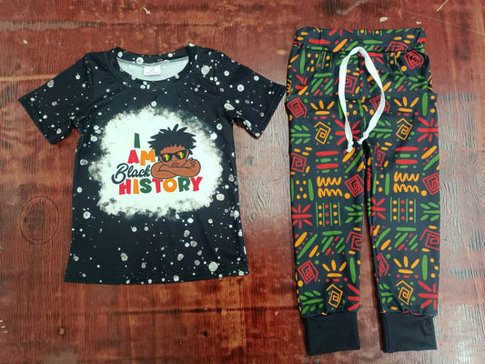 Preorder (moq 5)Baby Boys Black History Top Jogger Pants Pajamas Clothes Sets