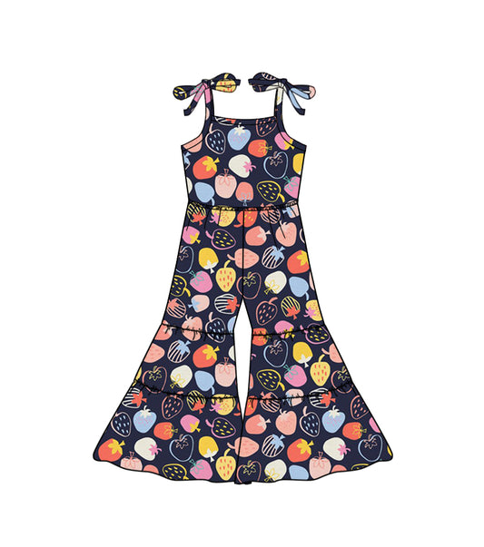 Baby Girls Black Color Strawberry Straps Jumpsuits preorder(moq 5)