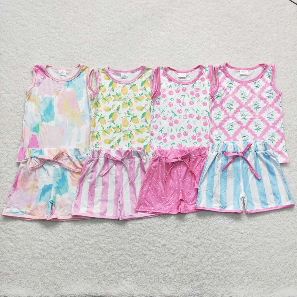 Baby Girls Sleeveless Shirt Summer Shorts Pajamas Clothes Sets