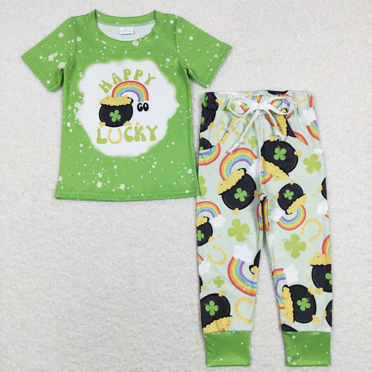 Baby Boys Happy Lucky Shirts Tops St Patrick Day Pants Clothes Sets