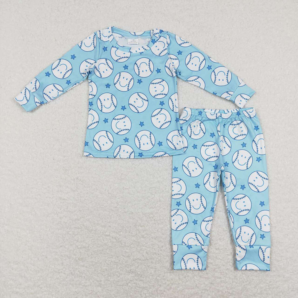 Baby Boys Blue Baseball Shirt Pants Pajamas Clothes Sets