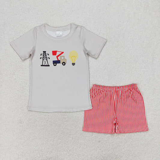 Baby Boys Construction Light Shirt Summer Shorts Clothes Sets