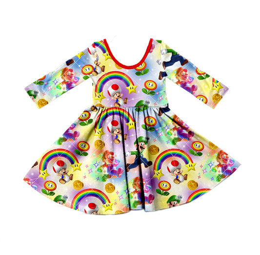 Baby Girls Fall Colorful Game Twirl Dresses preorder(moq 5)