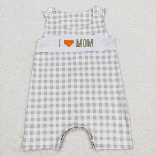 Baby Infant Boys I Love Mom Checkered Rompers