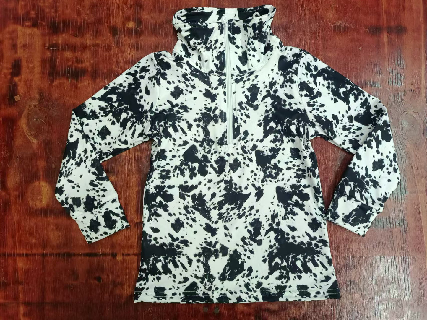 Baby Boys Black Cow Print Zip Tops preorder(MOQ 5)