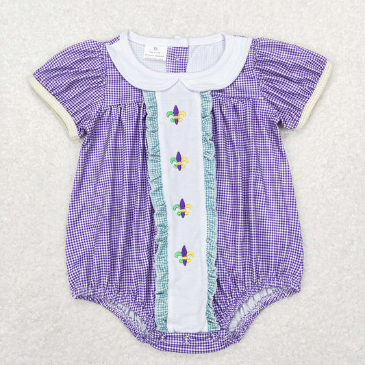 Baby Infant Girls Mardi Gras Anchor Purple Rompers