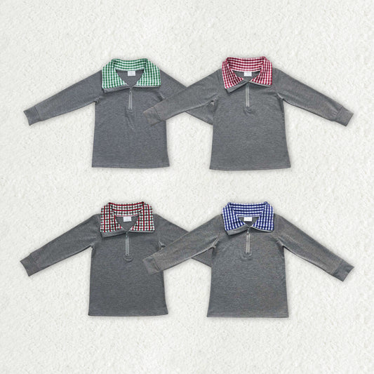 Baby Boys Plaid Long Sleeve Sibling Brother Pullover Tee Shirt Tops