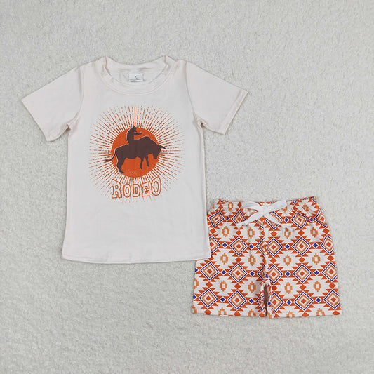 Baby Boys Rodeo Short Sleeve Tee Shirts Tops Aztec Shorts Clothes Sets