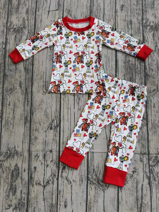 Preorder (moq 5)Baby Boys Valentines Toys Top Pants Pajamas Clothes Sets
