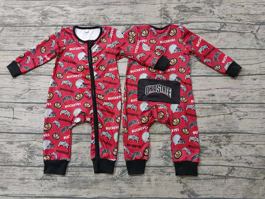 Preorder(moq 5)Baby Infant Boys Ohiostate Team Zip Sleepers Rompers