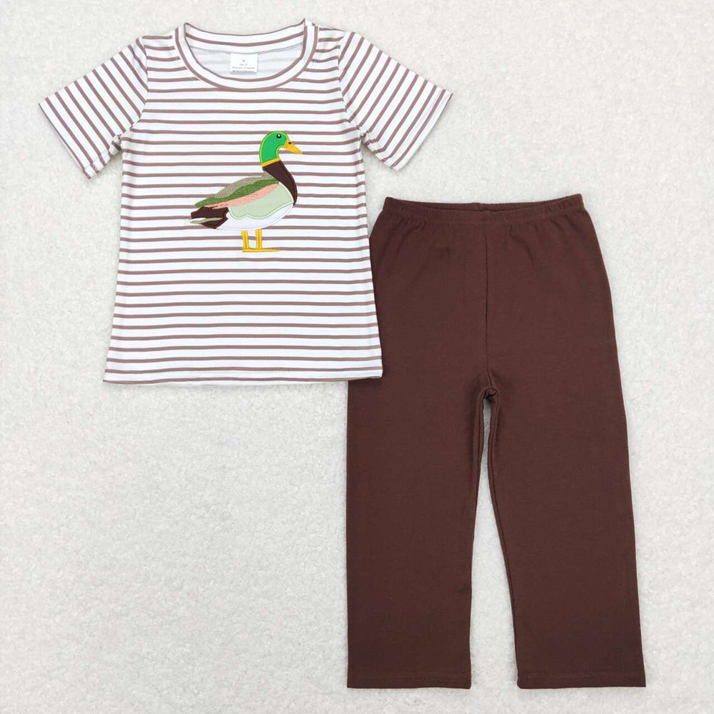 Baby Boys Duck Brown Tee Shirts Top Pants Clothes Sets