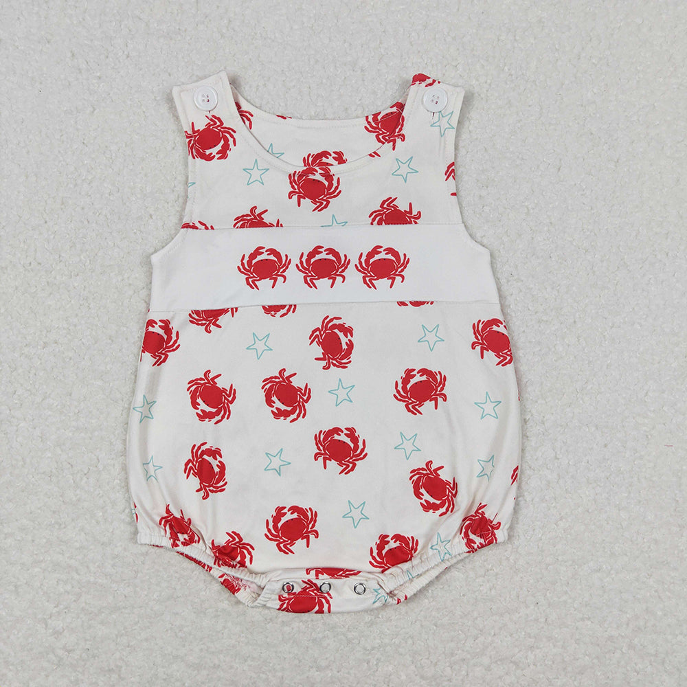 Baby Infant Boys Crabs Sleeveless Rompers