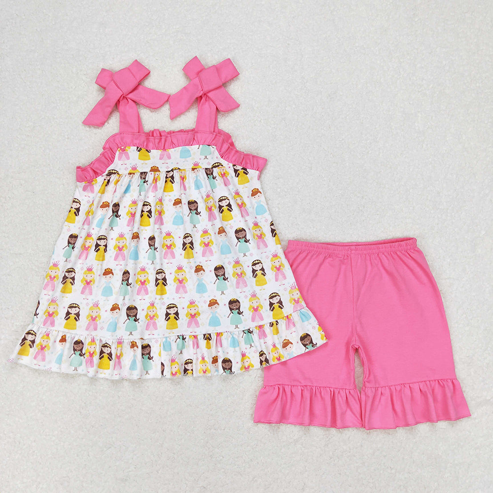 Baby Girls Princess Straps Tunic Top Ruffle Shorts Clothes Sets