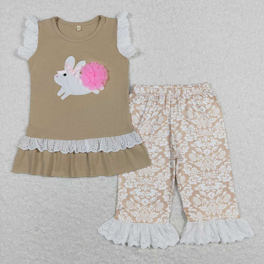 Girls brown bunny capris sets
