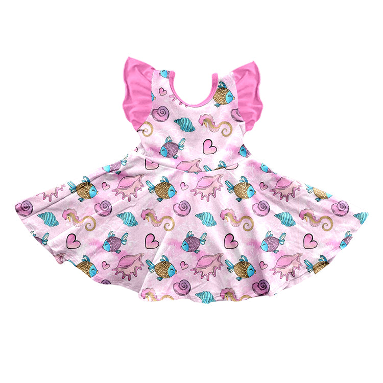 Baby Girls Flutter Sleeve Starfish Knee Length Dresses preorder(moq 5)