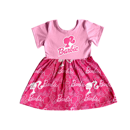 Baby Girls Pink Doll Short Sleeve Knee Length Dresses preorder(moq 5)