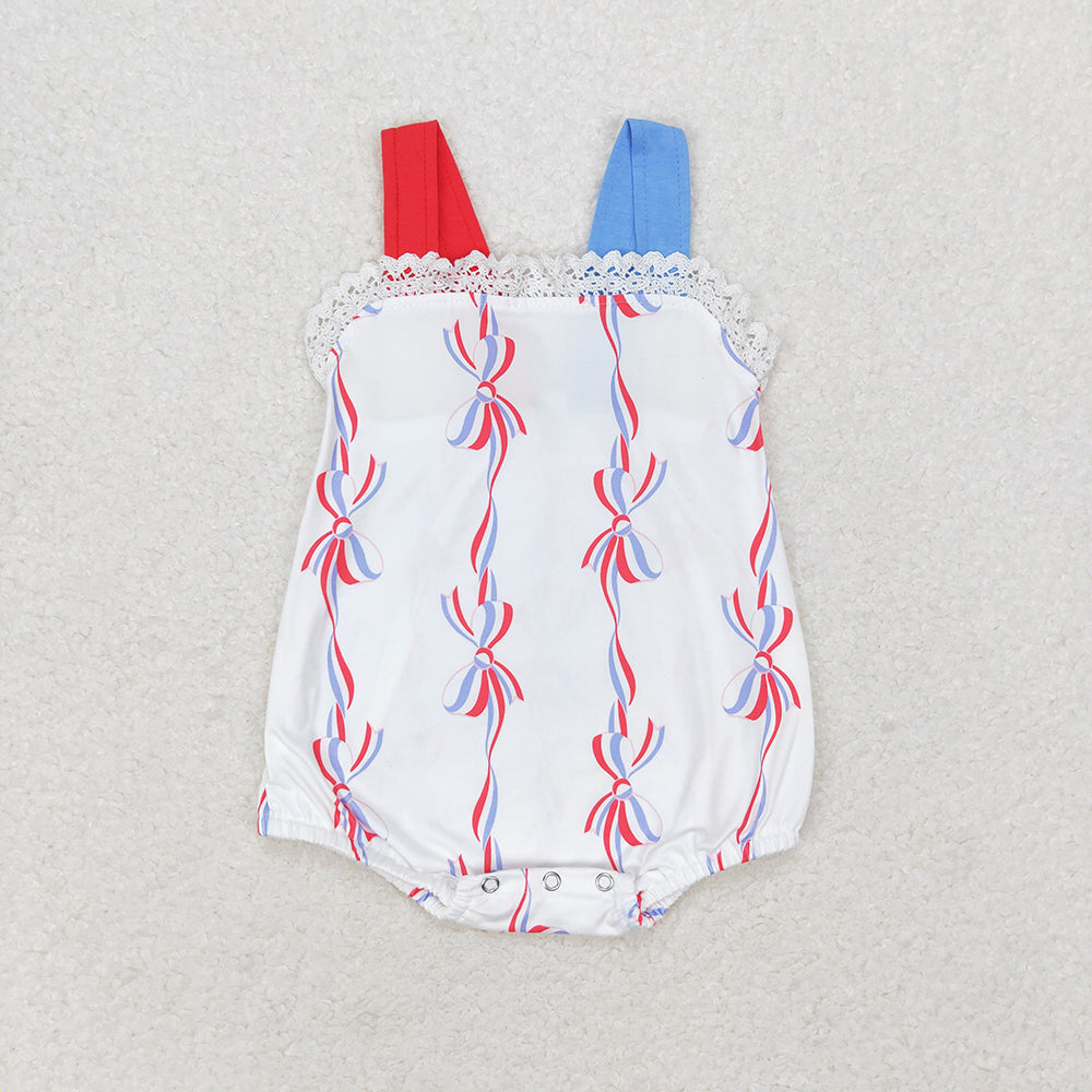 Baby Girls Bows 4th Of July Summer Straps Rompers