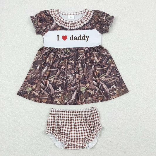 Baby Girls Camo I Love Daddy Tunic Top Bummies Clothes Sets