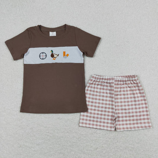 Baby Boys Brown Checkered Duck Shorts Summer Shorts Clothes Sets