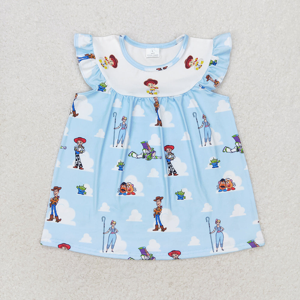 Baby Girls Toys Summer Blue Flutter Sleeve Tops