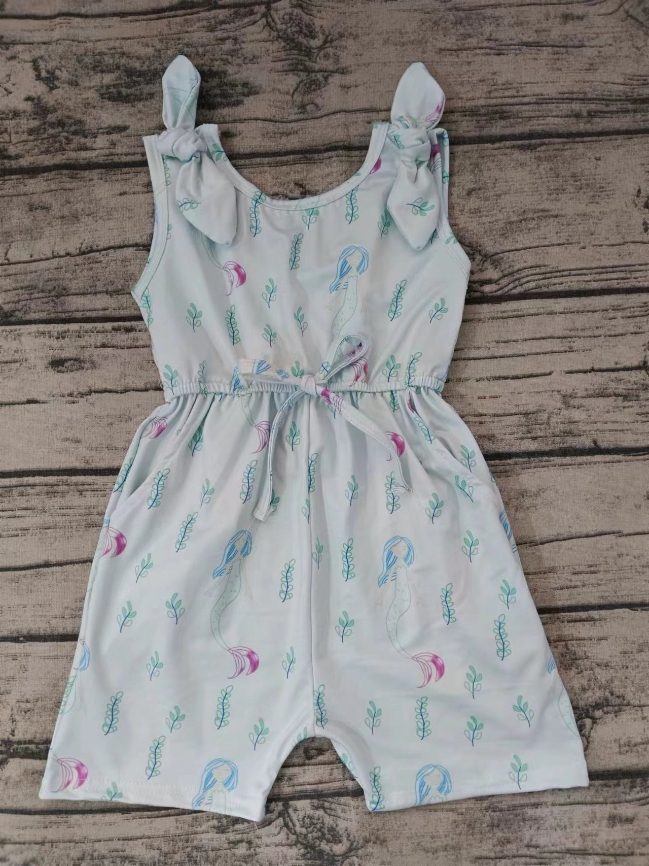 Baby Girls Straps Bows Mermaid Summer Jumpsuits Preorder(moq 5)