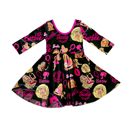 Baby Girls Fall Black Pink Doll Twirl Dresses preorder(moq 5)