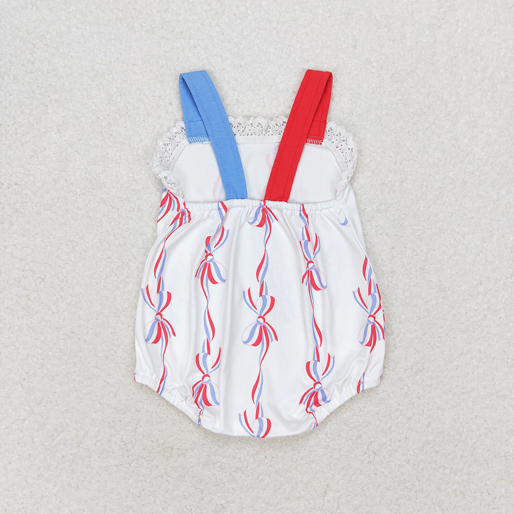 Baby Girls Bows 4th Of July Summer Straps Rompers