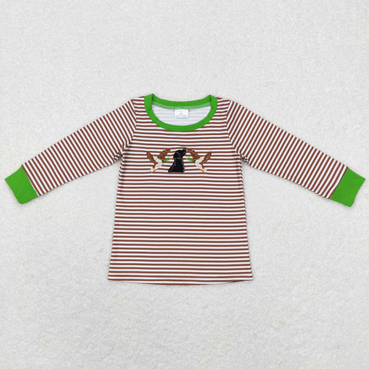 Baby Children Kids Duck Stripes Sibling Embroidery Tee Shirts