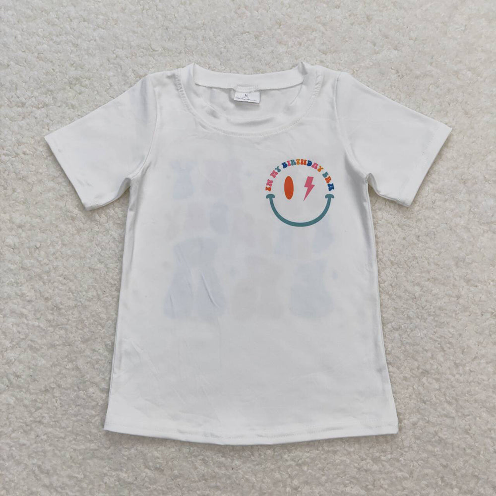 Baby Girls White In My Birthday Era Short Sleeve Tee Shirts Tops