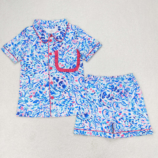 Adult Women Water Paisley Shirt Shorts Pajamas Clothes Sets