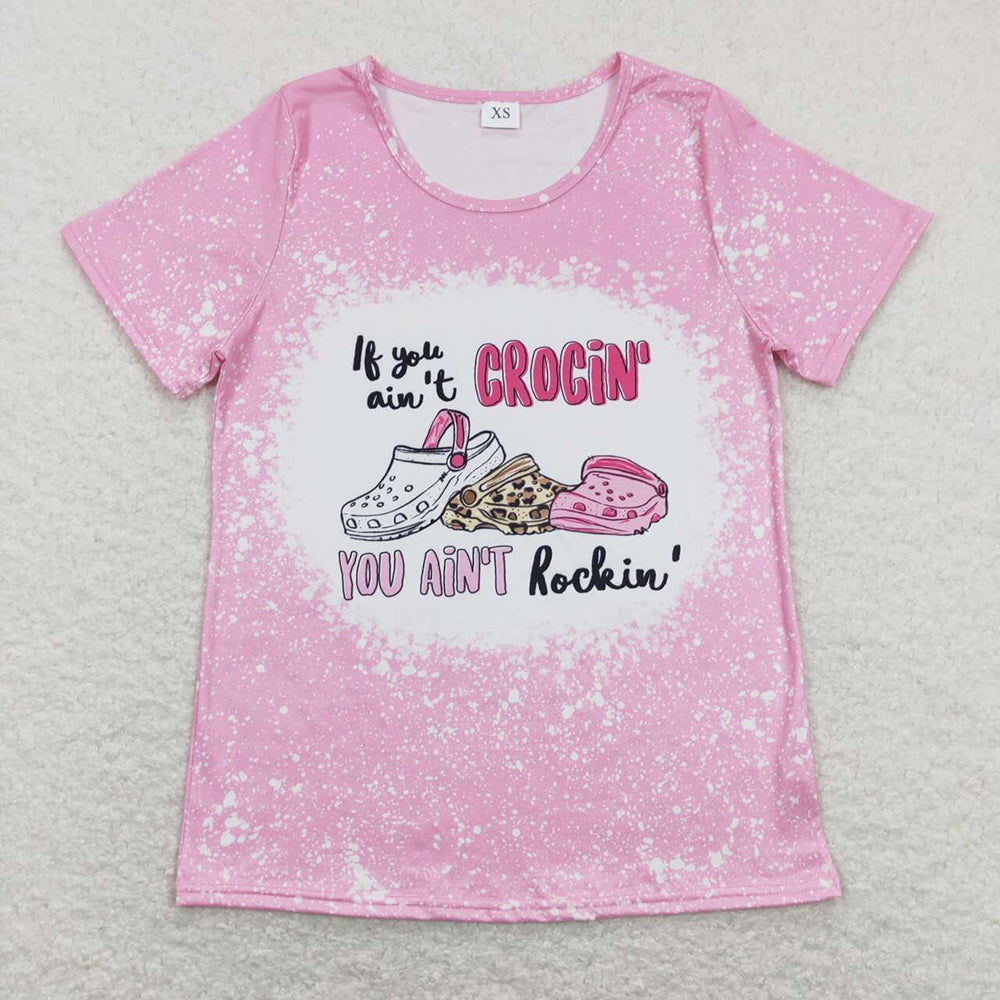 Baby Girls Mommy and Me Pink Short Sleeve Slippers Tee Shirts Tops